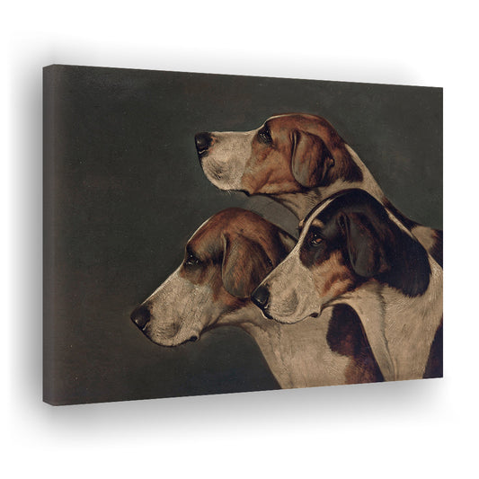 Dog Portraits Dogs Oil Painting Vintage Hunting Dogs Canvas Print Wall Art, Farmhouse Decors Canvas Print Wall Art