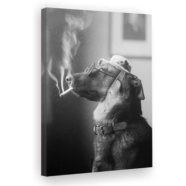 black dog cigarette Dog Smoking a Cigarette Funny Vintage Animal Photo Black and White Art –  UnixGifts