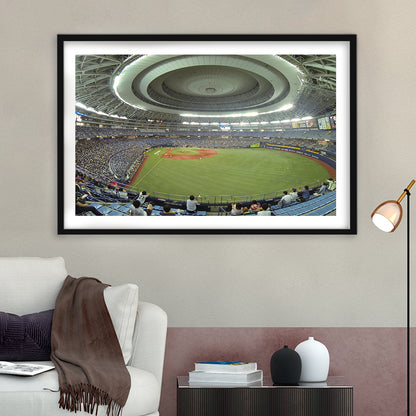 Dome Osaka Outfield, Stadium Canvas, Sport Art, Gift for him, White Border Framed Art Print Wall Decor