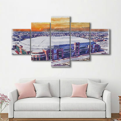 Dome at America's Center WaterColor, St Louis Missouri Watercolor, Sport Art, Mixed 5 Panel, Canvas Print Wall Art