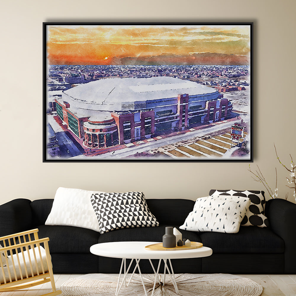 Dome at America's Center WaterColor, St Louis Missouri Watercolor, Sport Gift Art, Framed Canvas Print Wall Art