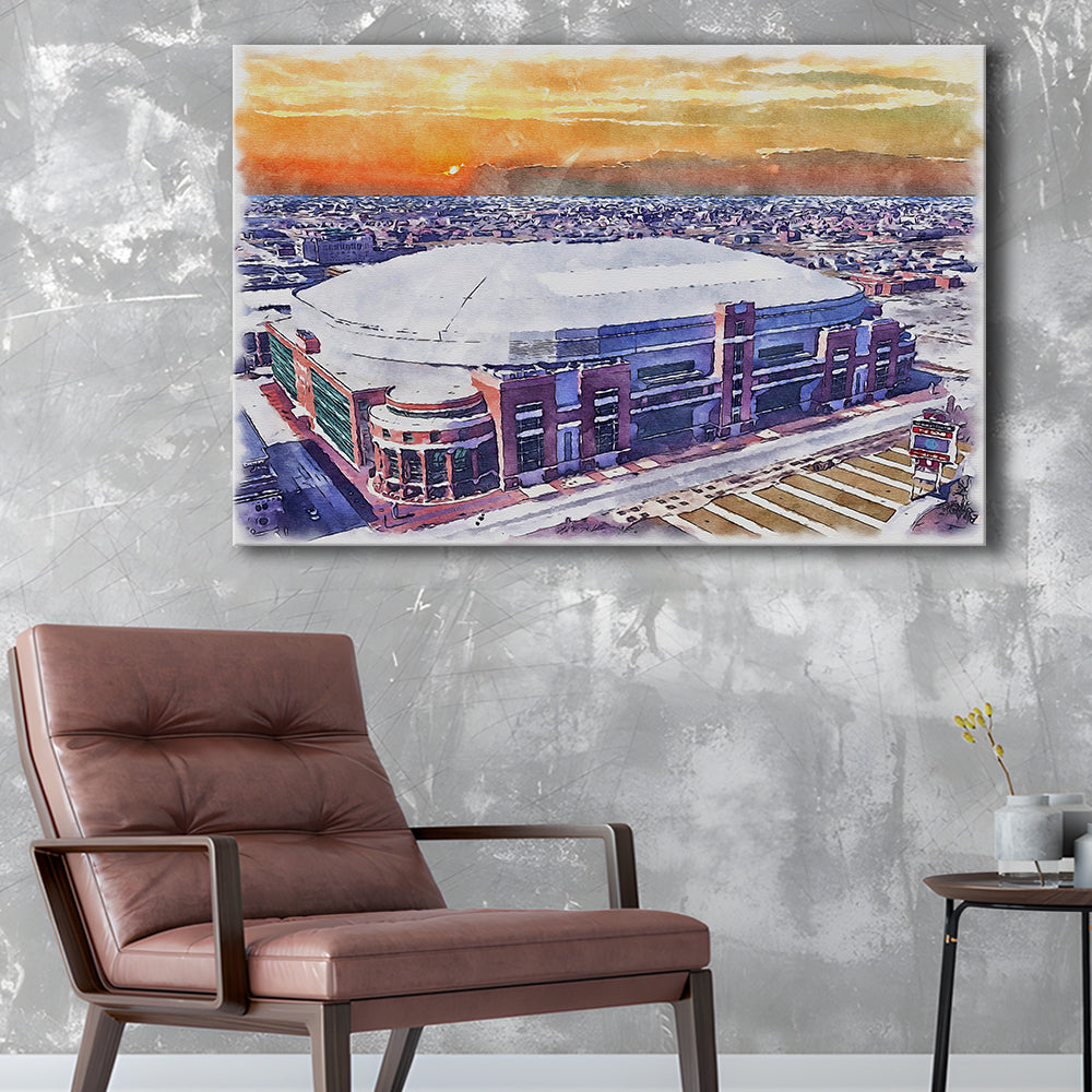 Dome at America's Center WaterColor, St Louis Missouri Watercolor, Sport Art, Gifts for him, Canvas Print Wall Art