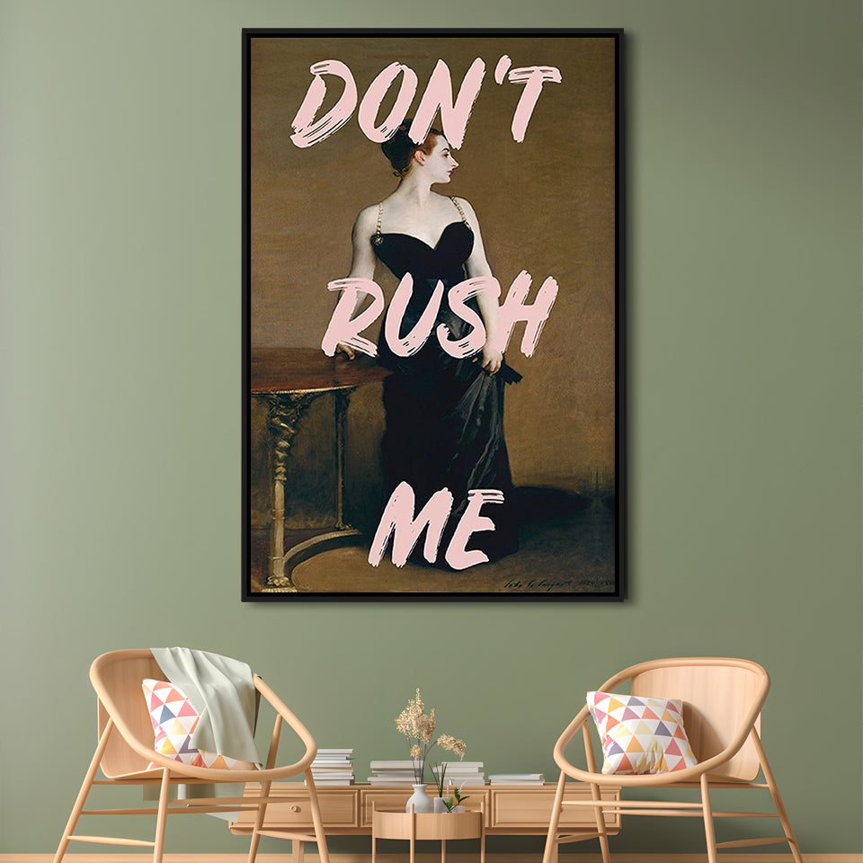 Don'T Rush Me Printed, Altered Art Print, Brown Wall Decor, Framed Canvas Prints Wall Art