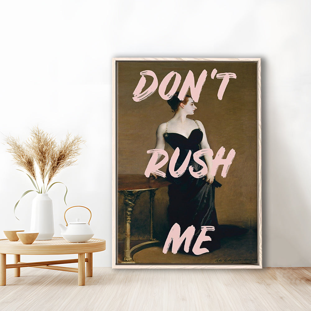 Don'T Rush Me Printed, Altered Art Print, Brown Wall Decor, Framed Canvas Prints Wall Art