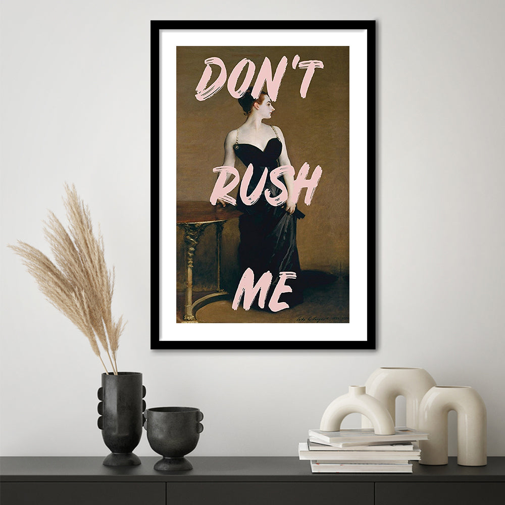 Don'T Rush Me Printed, Altered Art Print, Brown Wall Decor, Framed Art Prints White Border Wall Decor