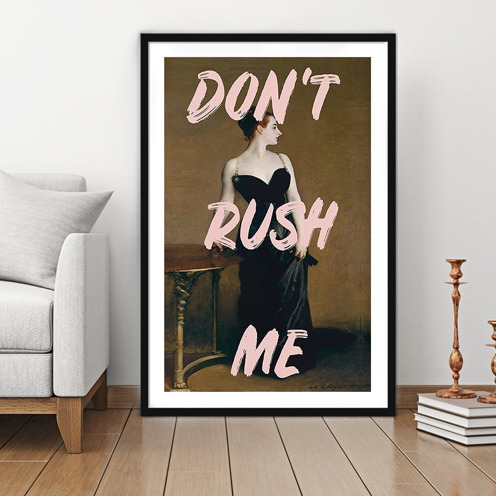 Don'T Rush Me Printed, Altered Art Print, Brown Wall Decor, Framed Art Prints White Border Wall Decor