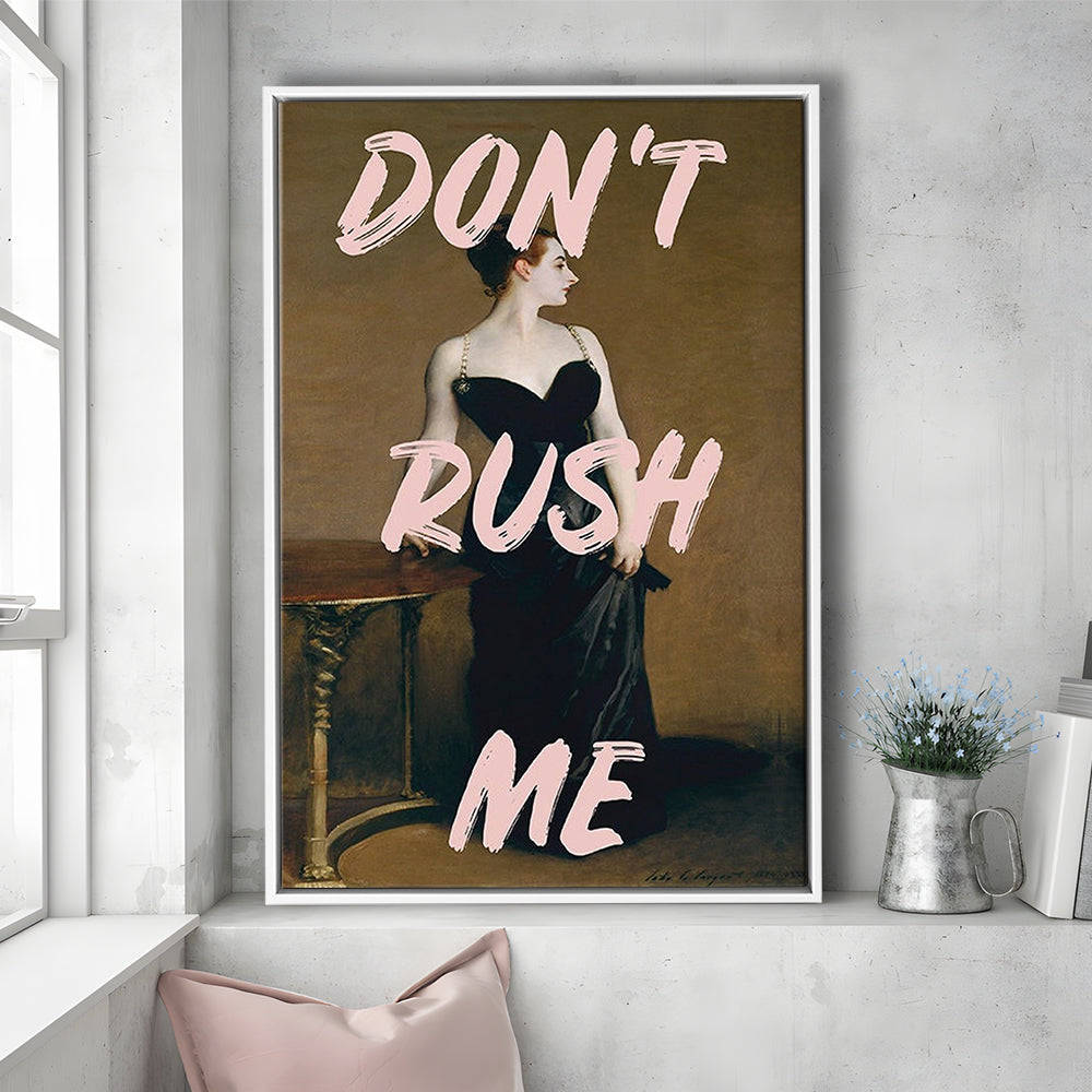 Don'T Rush Me Printed, Altered Art Print, Brown Wall Decor, Framed Canvas Prints Wall Art
