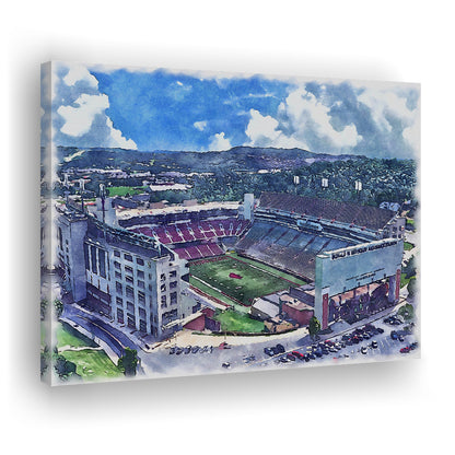 Donald W Reynolds Razorback Painting Stadium Watercolor, Sport Art, Gifts for him, Canvas Print Wall Art