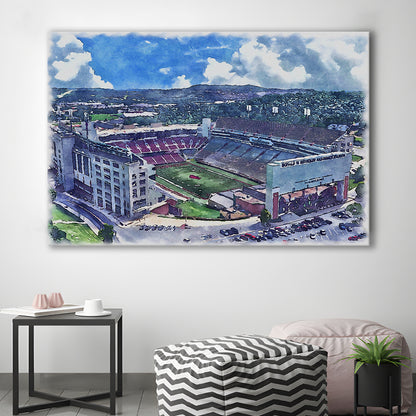 Donald W Reynolds Razorback Painting Stadium Watercolor, Sport Art, Gifts for him, Canvas Print Wall Art