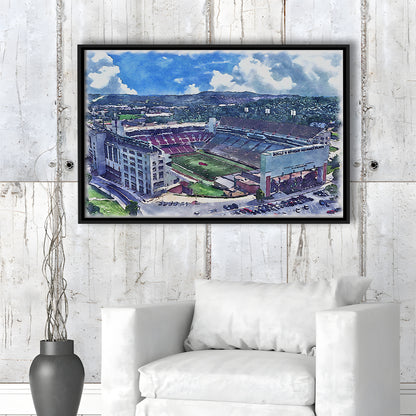 Donald W Reynolds Razorback Painting Stadium Watercolor, Sport Gift Art, Framed Canvas Print Wall Art