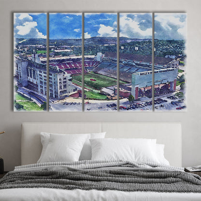 Donald W Reynolds Razorback Painting Stadium Watercolor, Sport Art, Extra Large Canvas Print Wall Art