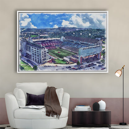 Donald W Reynolds Razorback Painting Stadium Watercolor, Sport Gift Art, Framed Canvas Print Wall Art