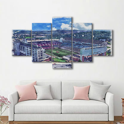 Donald W Reynolds Razorback Painting Stadium Watercolor, Sport Art, Mixed 5 Panel, Canvas Print Wall Art