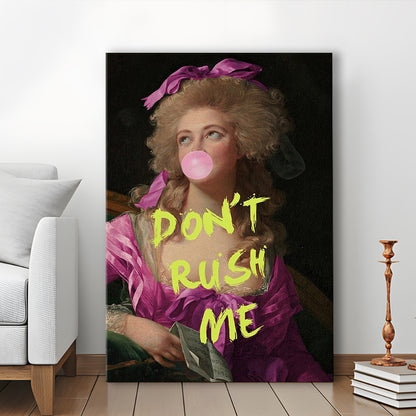 Dont Rush me, Bubble Gum Portrait Wall Art  Pink Decor, Canvas Prints Wall Art