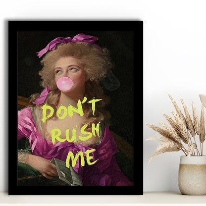 Dont Rush me, Bubble Gum Portrait Wall Art  Pink Decor, Framed Art Prints Wall Decor