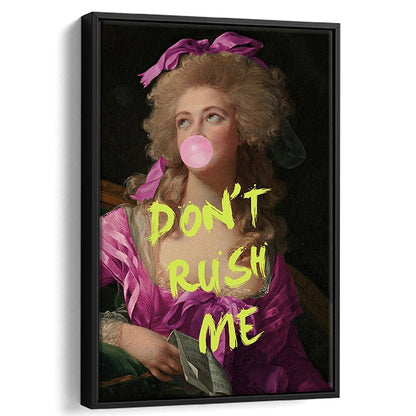 Dont Rush me, Bubble Gum Portrait Wall Art  Pink Decor, Framed Canvas Prints Wall Art