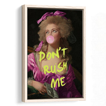 Dont Rush me, Bubble Gum Portrait Wall Art  Pink Decor, Framed Canvas Prints Wall Art