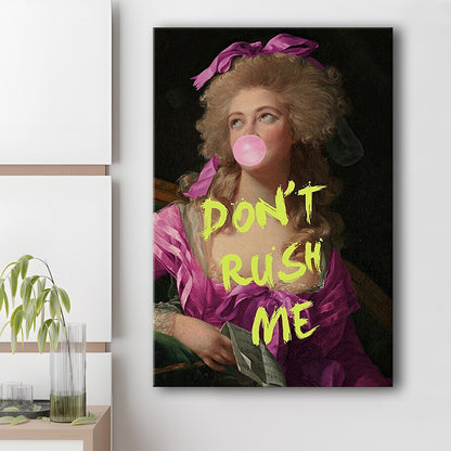 Dont Rush me, Bubble Gum Portrait Wall Art  Pink Decor, Canvas Prints Wall Art