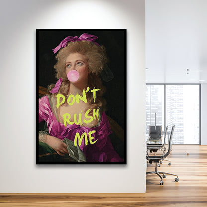 Dont Rush me, Bubble Gum Portrait Wall Art  Pink Decor, Framed Art Prints Wall Decor
