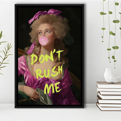 Dont Rush me, Bubble Gum Portrait Wall Art  Pink Decor, Framed Canvas Prints Wall Art