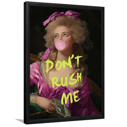 Dont Rush me, Bubble Gum Portrait Wall Art  Pink Decor, Framed Art Prints Wall Decor