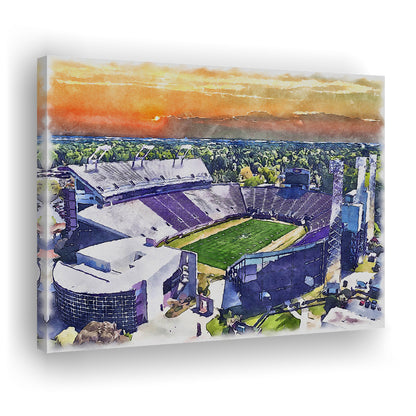 Dowdy Ficklen Painting Stadium Watercolor, Greenville North Carolina, Sport Art, Gifts for him, Canvas Print Wall Art