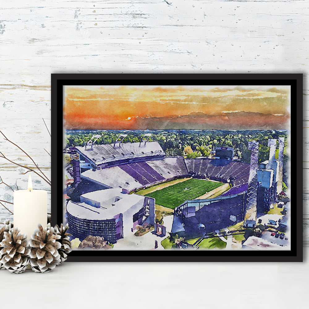 Dowdy Ficklen Painting Stadium Watercolor, Greenville North Carolina, Sport Gift Art, Framed Canvas Print Wall Art