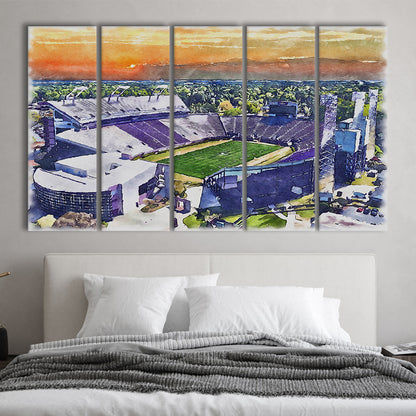 Dowdy Ficklen Painting Stadium Watercolor, Greenville North Carolina, Sport Art, Extra Large Canvas Print Wall Art