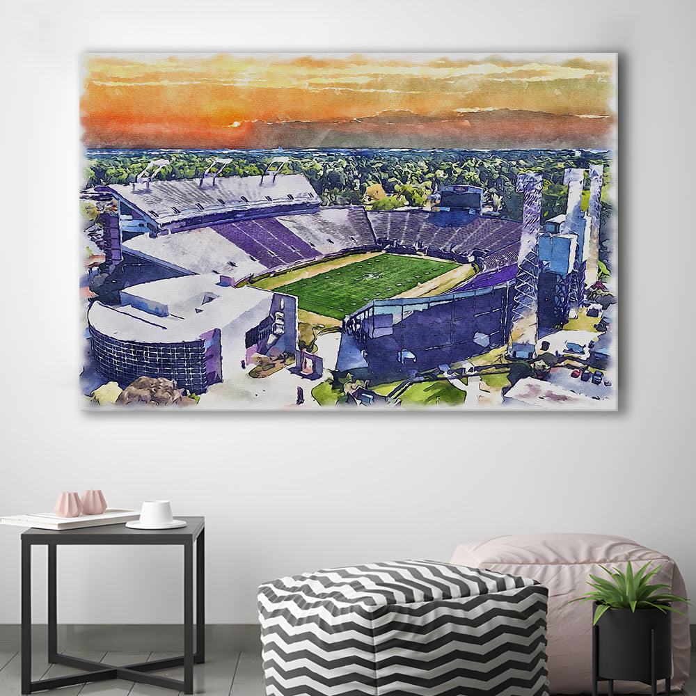 Dowdy Ficklen Painting Stadium Watercolor, Greenville North Carolina, Sport Art, Gifts for him, Canvas Print Wall Art