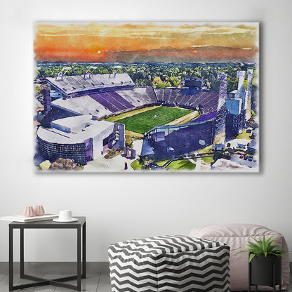 Dowdy Ficklen Painting Stadium Watercolor, Greenville North Carolina, Sport Art, Gifts for him, Canvas Print Wall Art