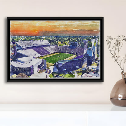 Dowdy Ficklen Painting Stadium Watercolor, Greenville North Carolina, Sport Gift Art, Framed Canvas Print Wall Art