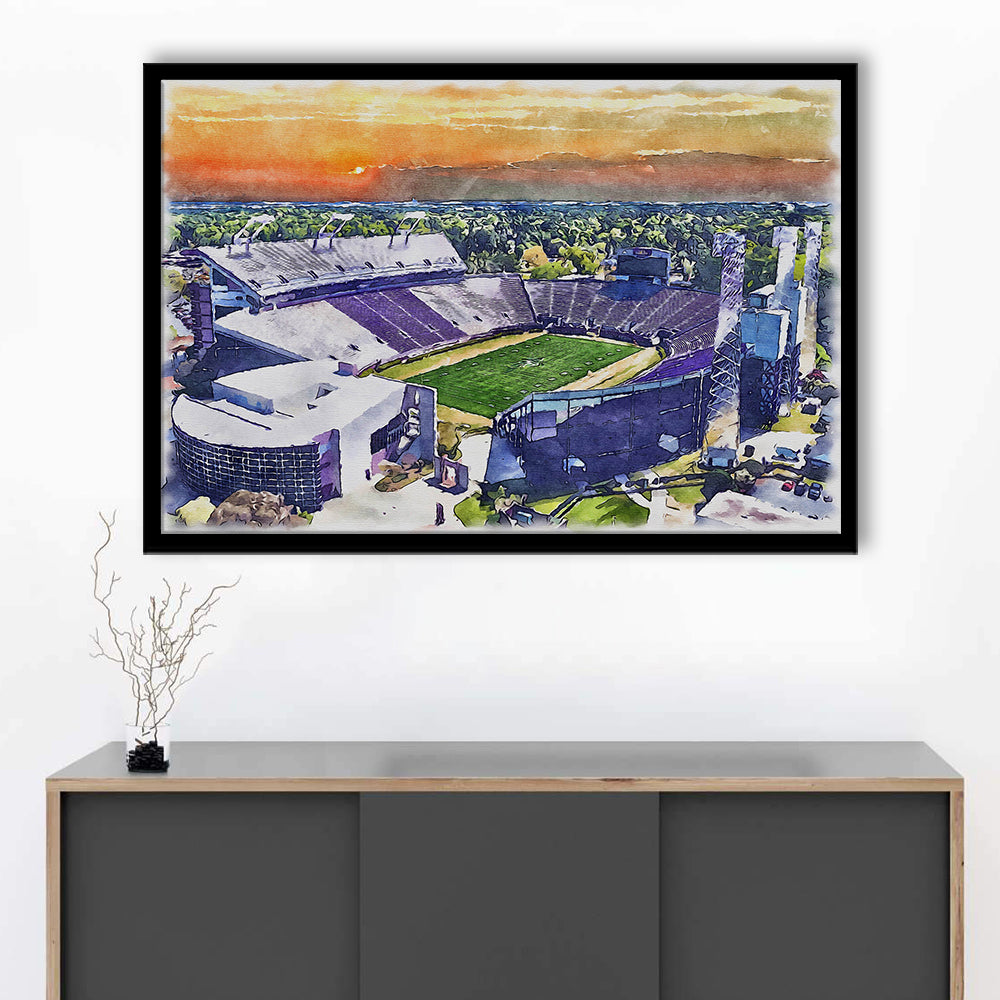 Dowdy Ficklen Painting Stadium Watercolor, Greenville North Carolina, Sport Gift Art, Framed Art Print Wall Decor