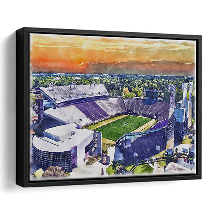 Dowdy Ficklen Painting Stadium Watercolor, Greenville North Carolina, Sport Gift Art, Framed Canvas Print Wall Art