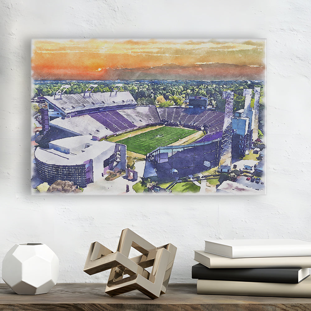 Dowdy Ficklen Painting Stadium Watercolor, Greenville North Carolina, Sport Art, Gifts for him, Canvas Print Wall Art