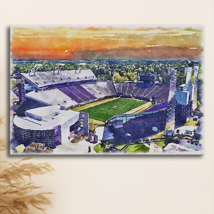 Dowdy Ficklen Painting Stadium Watercolor, Greenville North Carolina, Sport Art, Gifts for him, Canvas Print Wall Art