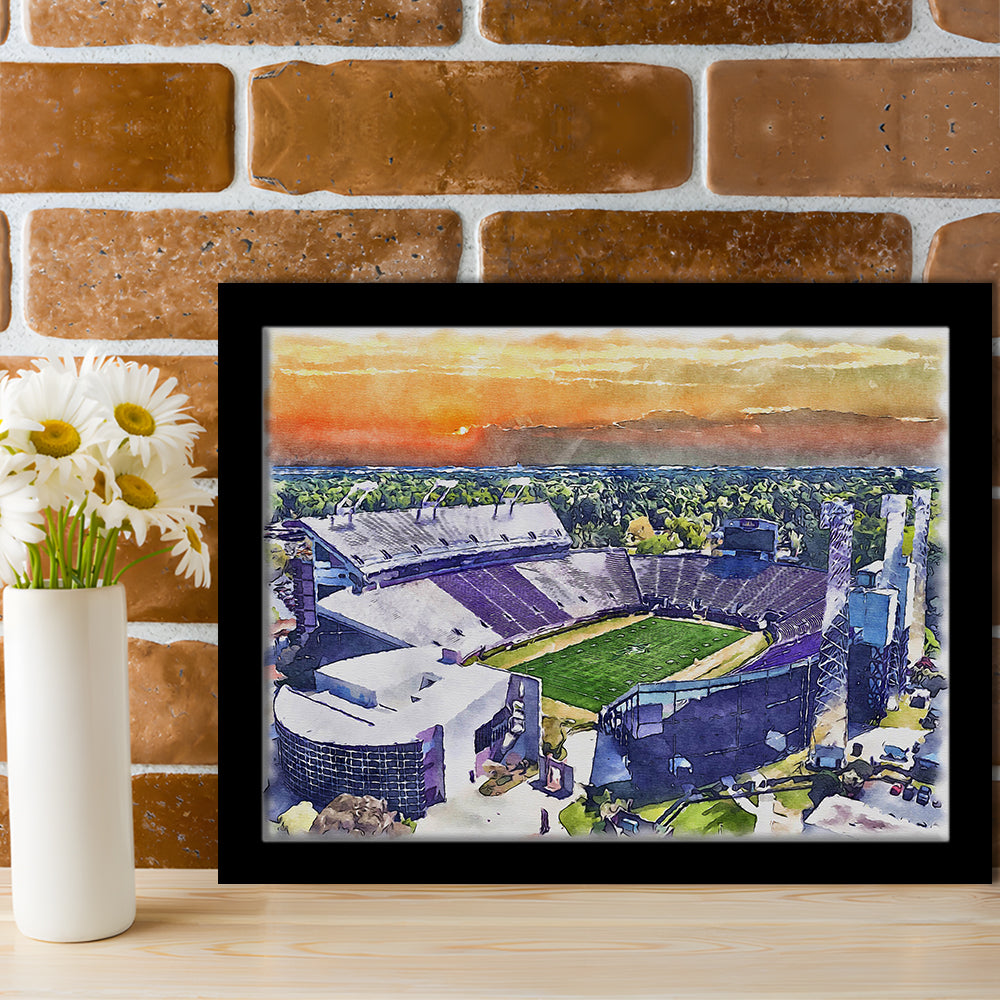Dowdy Ficklen Painting Stadium Watercolor, Greenville North Carolina, Sport Gift Art, Framed Art Print Wall Decor