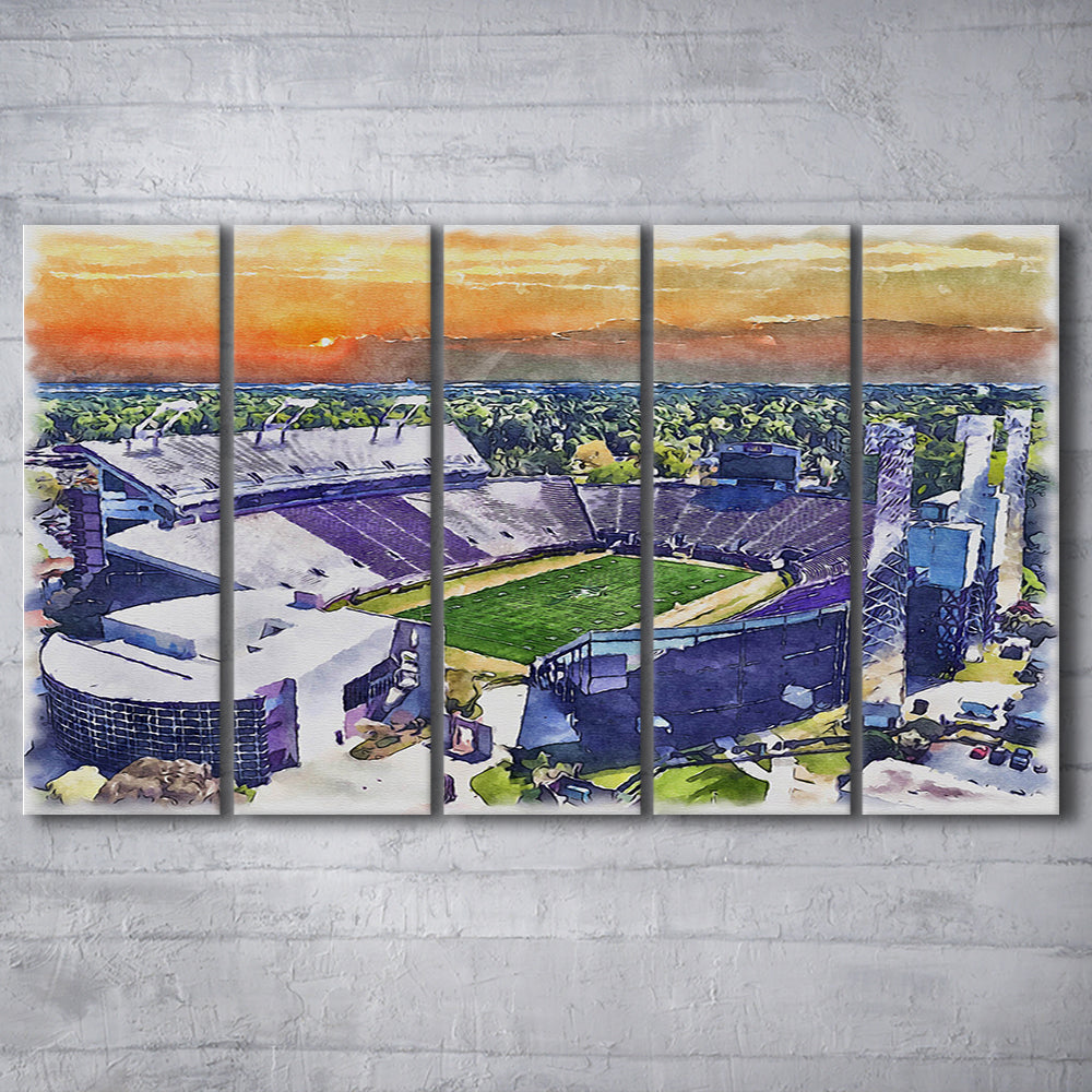 Dowdy Ficklen Painting Stadium Watercolor, Greenville North Carolina, Sport Art, Extra Large Canvas Print Wall Art