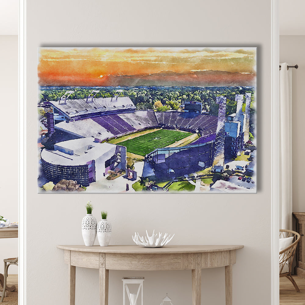 Dowdy Ficklen Painting Stadium Watercolor, Greenville North Carolina, Sport Art, Gifts for him, Canvas Print Wall Art