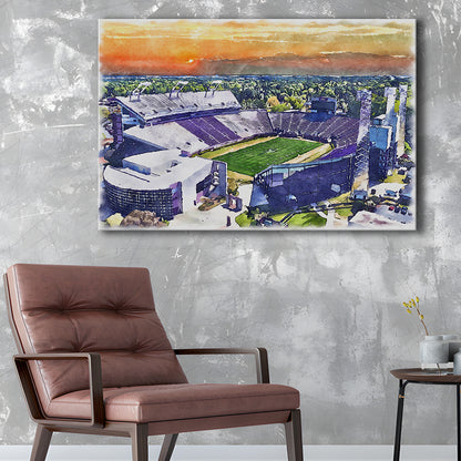 Dowdy Ficklen Painting Stadium Watercolor, Greenville North Carolina, Sport Art, Gifts for him, Canvas Print Wall Art