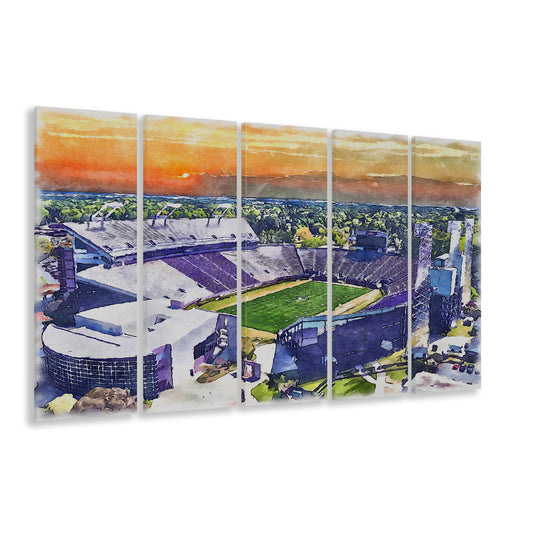 Dowdy Ficklen Painting Stadium Watercolor, Greenville North Carolina, Sport Art, Extra Large Canvas Print Wall Art