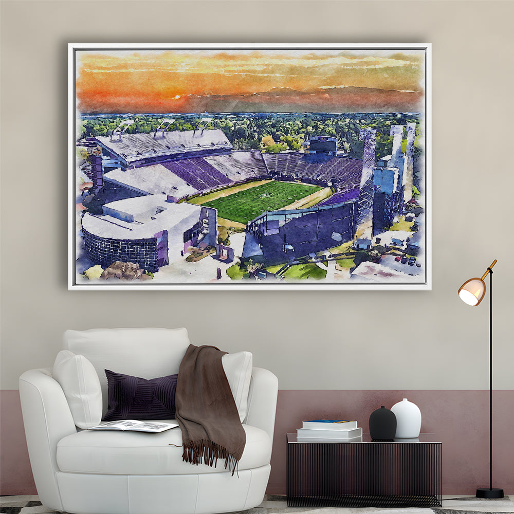 Dowdy Ficklen Painting Stadium Watercolor, Greenville North Carolina, Sport Gift Art, Framed Canvas Print Wall Art