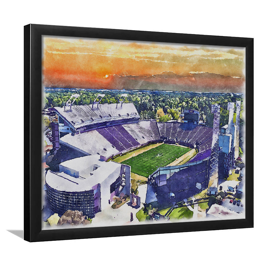 Dowdy Ficklen Painting Stadium Watercolor, Greenville North Carolina, Sport Gift Art, Framed Art Print Wall Decor