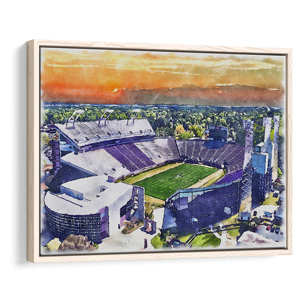 Dowdy Ficklen Painting Stadium Watercolor, Greenville North Carolina, Sport Gift Art, Framed Canvas Print Wall Art