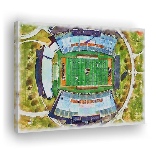 Doyt L Perry Stadium, Bowling Green State Watercolor, Sport Art, Gifts for him, Canvas Print Wall Art