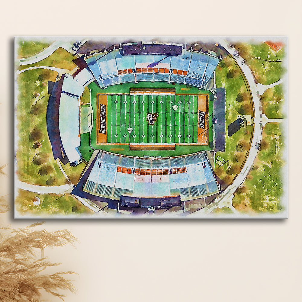 Doyt L Perry Stadium, Bowling Green State Watercolor, Sport Art, Gifts for him, Canvas Print Wall Art