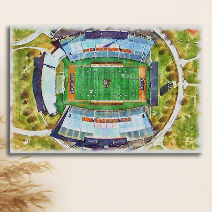 Doyt L Perry Stadium, Bowling Green State Watercolor, Sport Art, Gifts for him, Canvas Print Wall Art