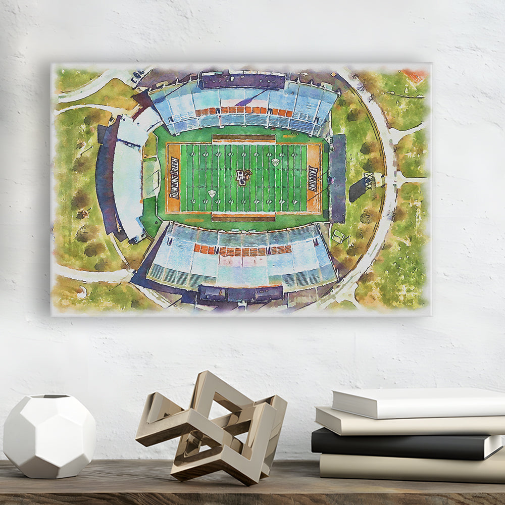 Doyt L Perry Stadium, Bowling Green State Watercolor, Sport Art, Gifts for him, Canvas Print Wall Art