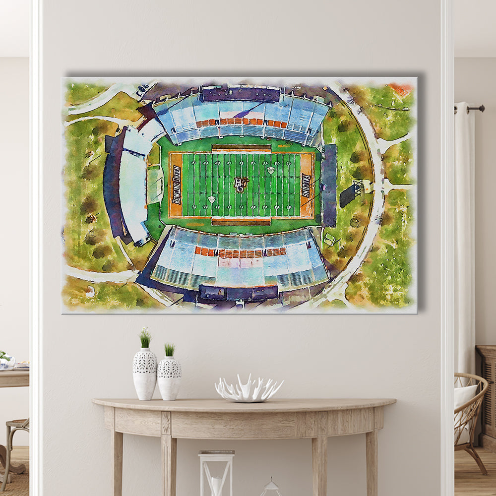 Doyt L Perry Stadium, Bowling Green State Watercolor, Sport Art, Gifts for him, Canvas Print Wall Art
