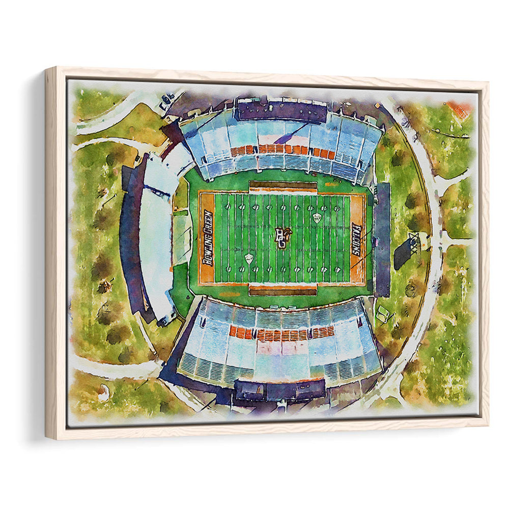 Doyt L Perry Stadium, Bowling Green State Watercolor, Sport Gift Art, Framed Canvas Print Wall Art