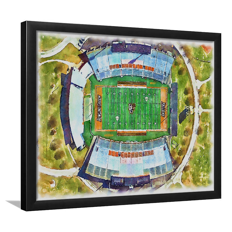 Doyt L Perry Stadium, Bowling Green State Watercolor, Sport Gift Art, Framed Art Print Wall Decor